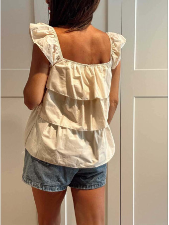 Blusa Evasé con Volantes MAYALEN Beige HEVE