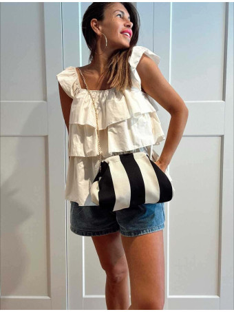 Blusa Evasé con Volantes MAYALEN Beige HEVE