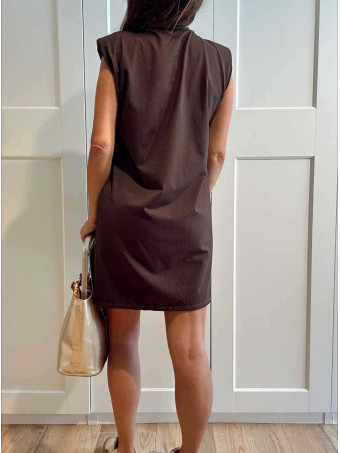 Vestido Corto Hombreras SHATTOU Marrón HEVE