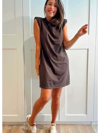 Vestido Corto Hombreras SHATTOU Marrón HEVE