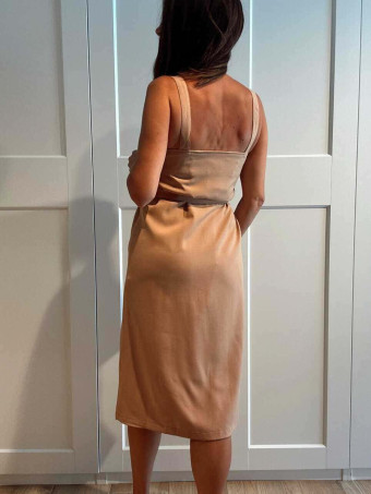 Vestido Midi con Cinturón MERIVA Camel HEVE