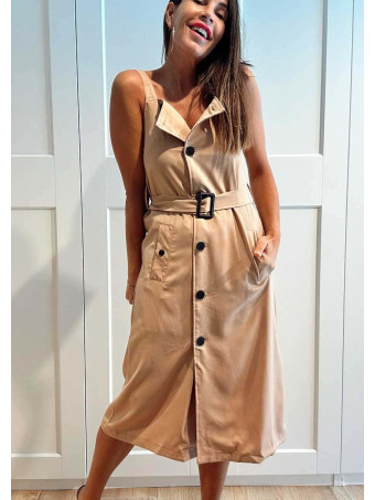 Vestido Midi con Cinturón MERIVA Camel HEVE