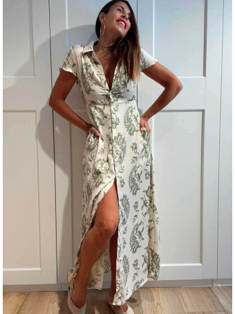 Vestido Lino Cachemires KASAYRA Verde HEVE