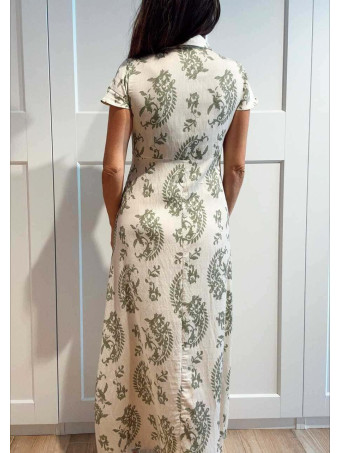 Vestido Lino Cachemires KASAYRA Verde HEVE