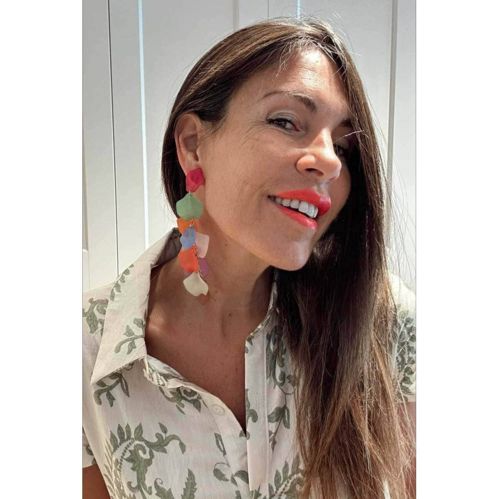 Pendientes Largos Pétalos ROZENN Multicolor HEVE