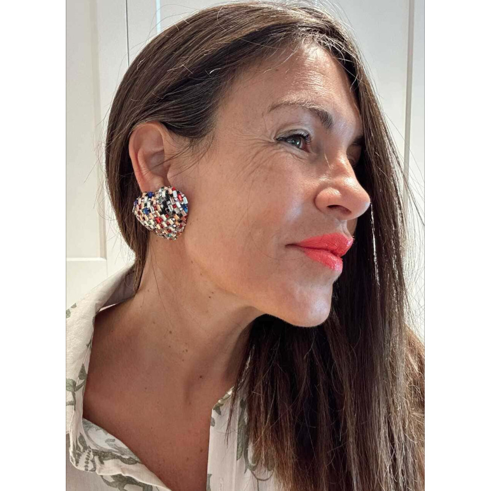 Pendientes Corazón Strass Multicolor AMALTEA HEVE