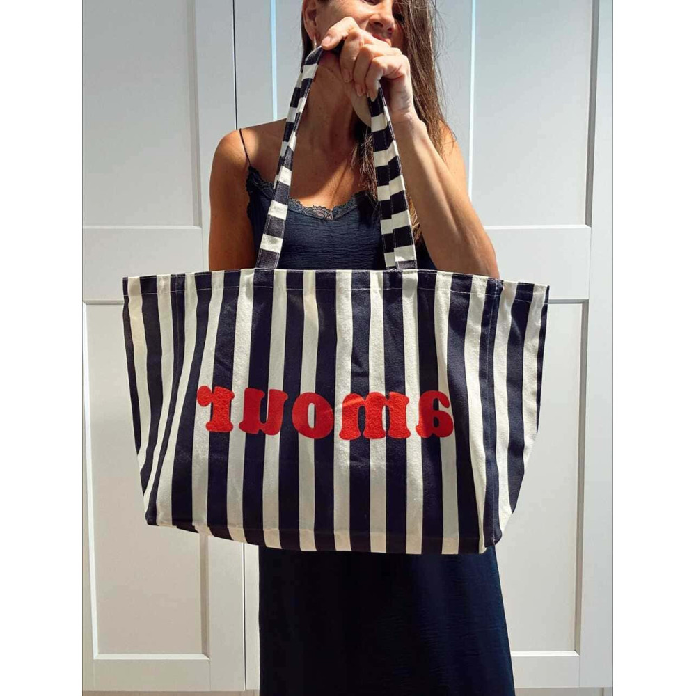 Bolso Shopper Rayas AMOUR Marino HEVE