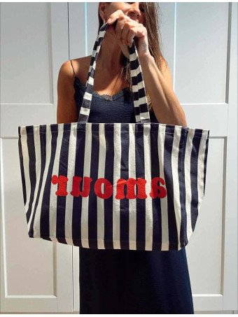 Bolso Shopper Rayas AMOUR Marino HEVE