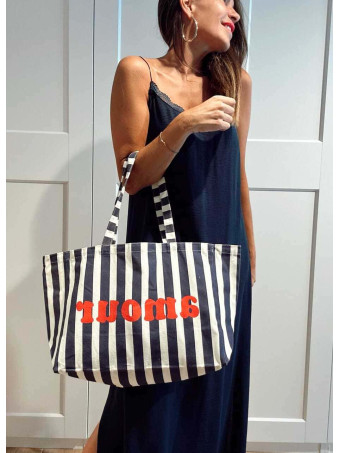 Bolso Shopper Rayas AMOUR Marino HEVE