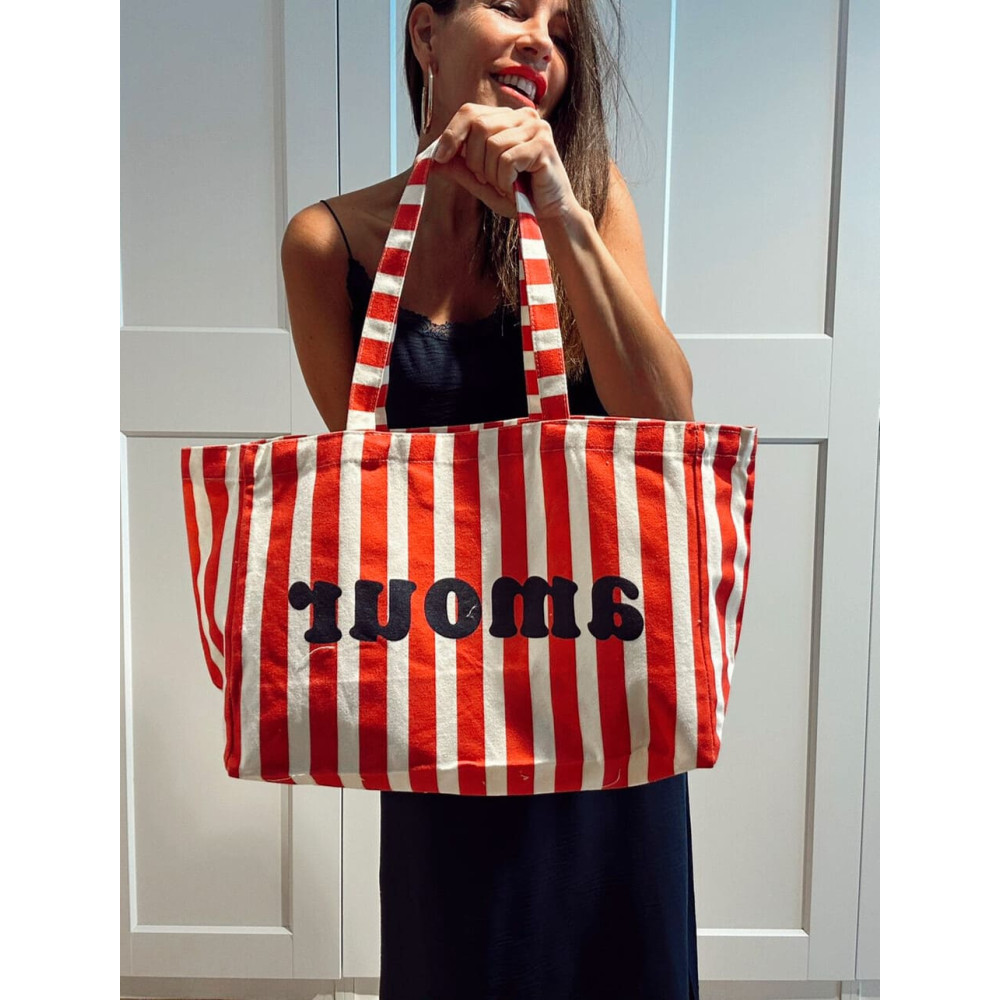 Bolso Shopper Rayas AMOUR Rojo HEVE