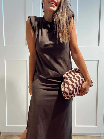 Vestido Básico Hombreras BAMBE Marrón HEVE