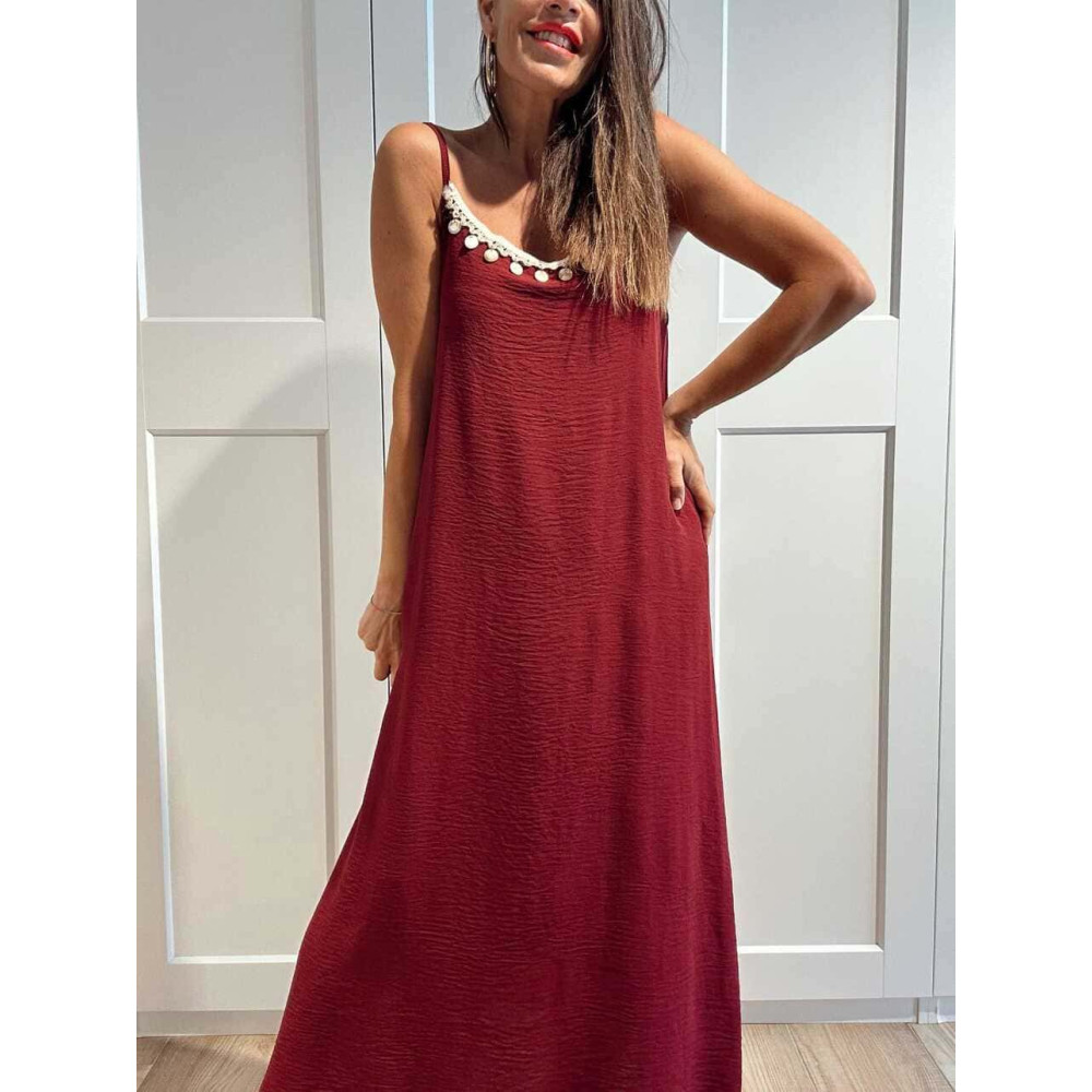 Vestido Largo Charms AZUKA Burdeos HEVE