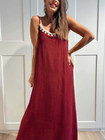 Vestido Largo Charms AZUKA Burdeos HEVE