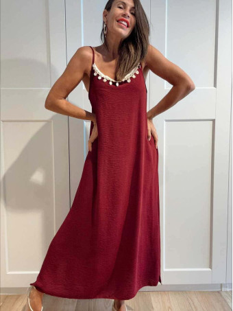 Vestido Largo Charms AZUKA Burdeos HEVE