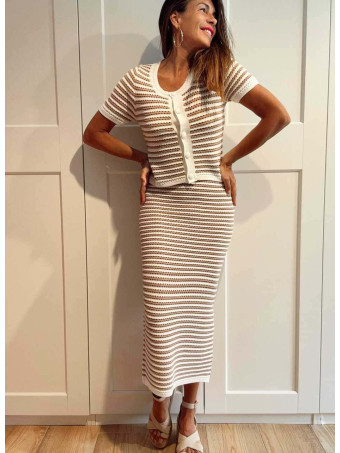 Conjunto Punto Calado Rayas VERLAINE Taupe HEVE