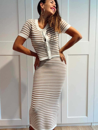 Conjunto Punto Calado Rayas VERLAINE Taupe HEVE