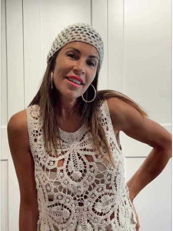 Gorro Crochet Micro-Lentejuelas RIVIERA Beige HEVE