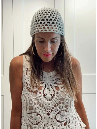 Gorro Crochet Micro-Lentejuelas RIVIERA Beige HEVE
