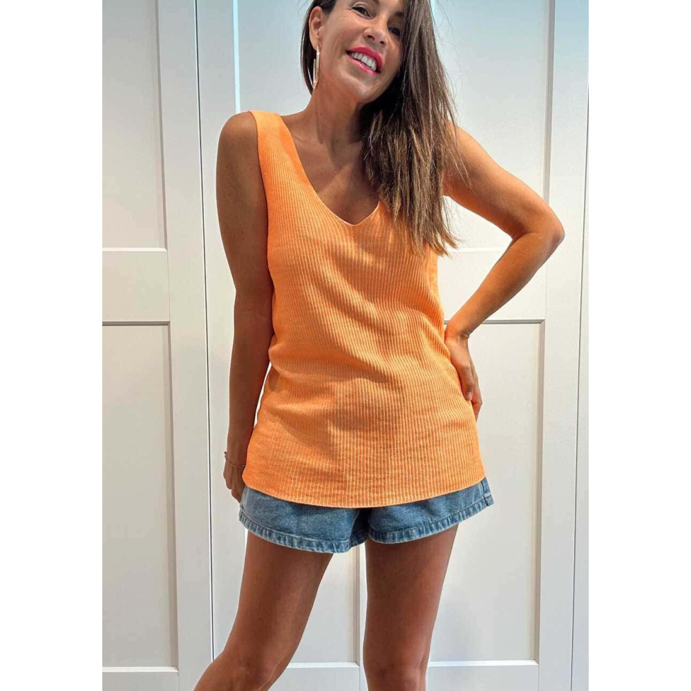 Cuerpo Punto Canalé YELNIA Naranja Flúor HEVE