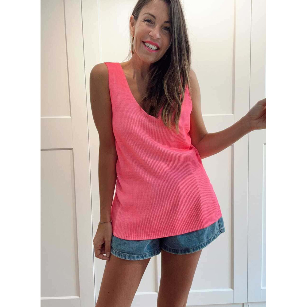 Cuerpo Punto Canalé YELNIA Rosa Flúor HEVE