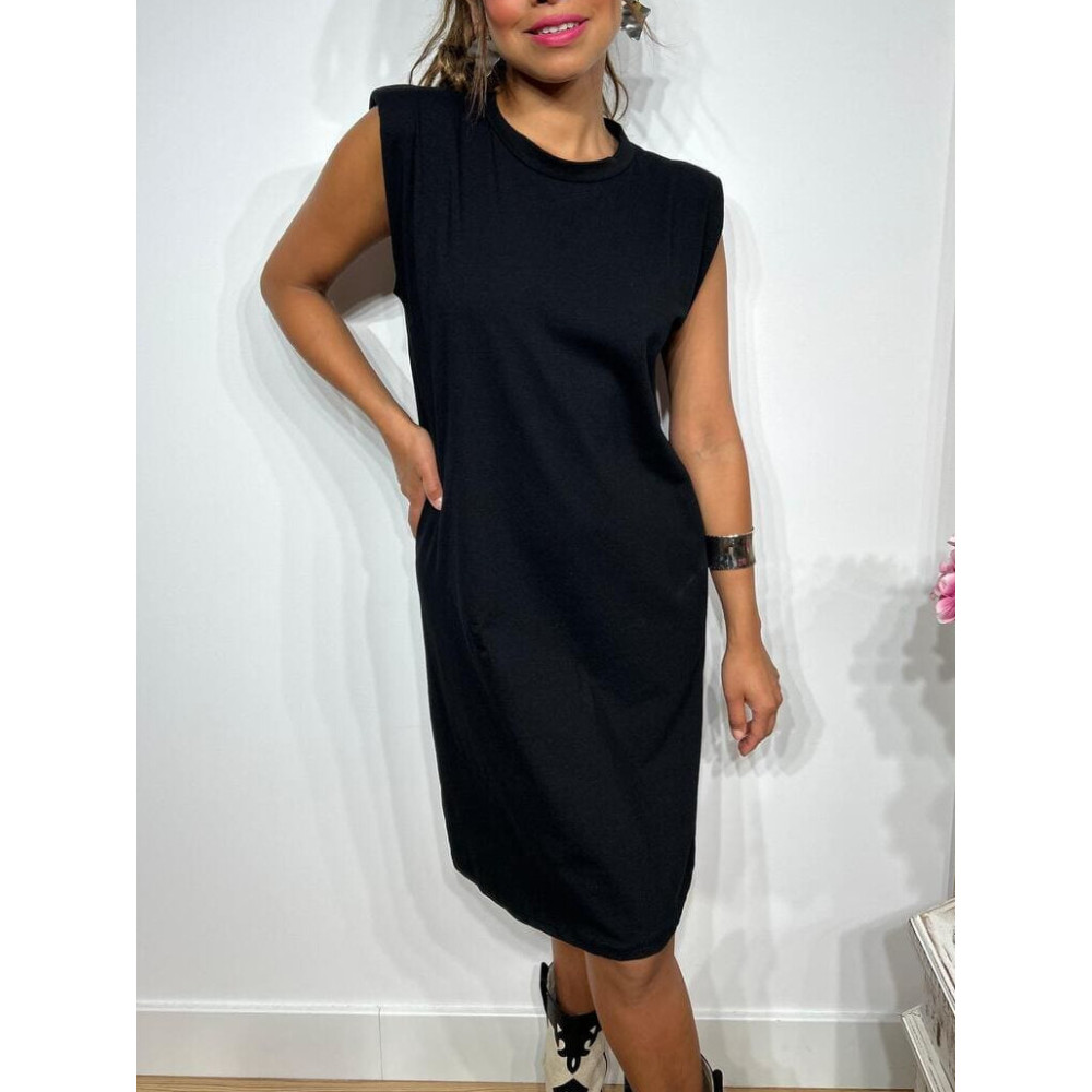 Vestido Corto Hombreras SHATTOU Negro HEVE