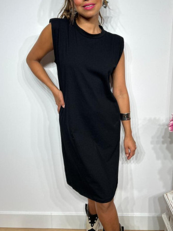 Vestido Corto Hombreras SHATTOU Negro HEVE