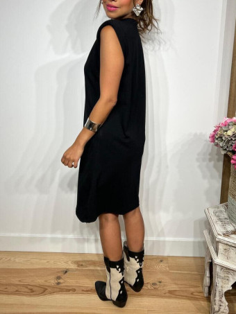 Vestido Corto Hombreras SHATTOU Negro HEVE