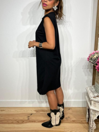 Vestido Corto Hombreras SHATTOU Negro HEVE
