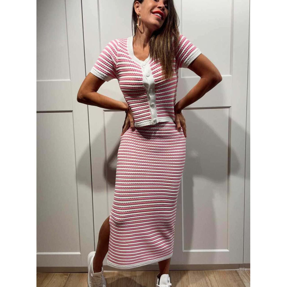 Conjunto Punto Calado Rayas VERLAINE Rosa HEVE