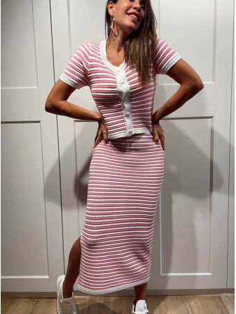 Conjunto Punto Calado Rayas VERLAINE Rosa HEVE