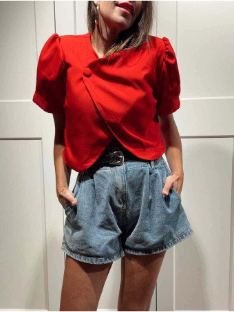 Chaqueta Cropped Cruzada ANELIA Rojo HEVE