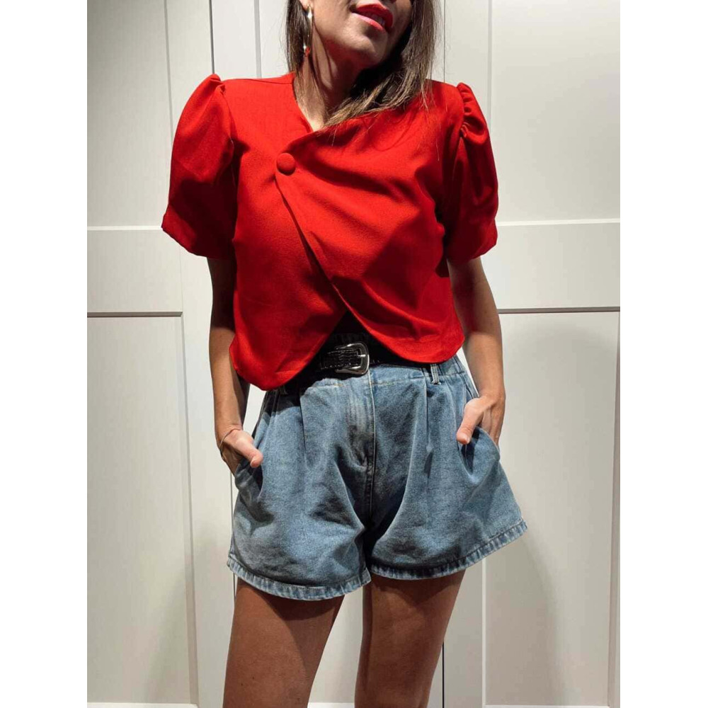 Chaqueta Cropped Cruzada ANELIA Rojo HEVE