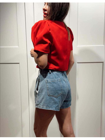 Chaqueta Cropped Cruzada ANELIA Rojo HEVE