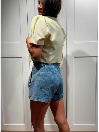 Chaqueta Cropped Cruzada ANELIA Amarillo HEVE