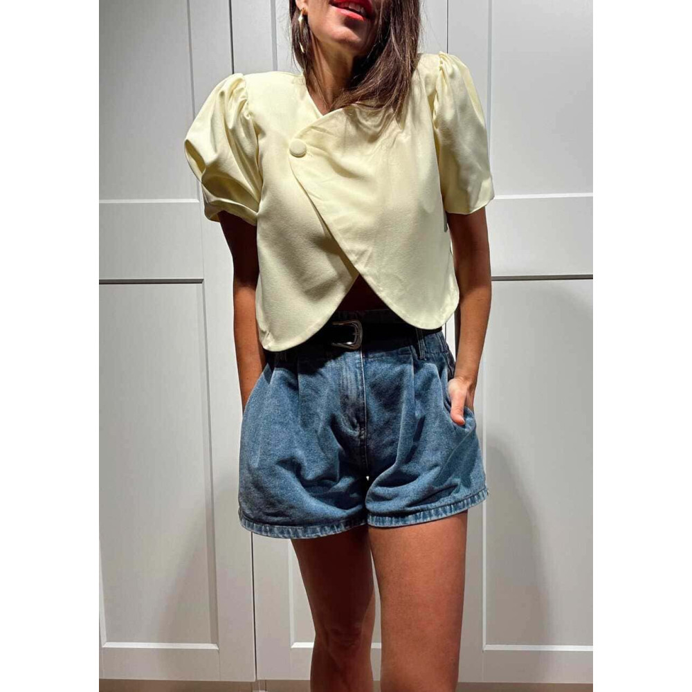 Chaqueta Cropped Cruzada ANELIA Amarillo HEVE
