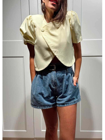 Chaqueta Cropped Cruzada ANELIA Amarillo HEVE