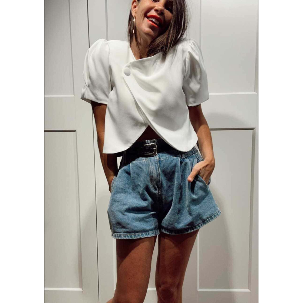 Chaqueta Cropped Cruzada ANELIA Blanco HEVE