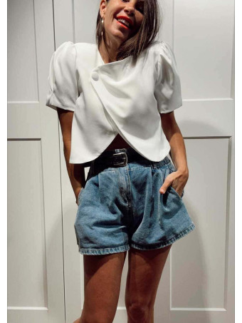 Chaqueta Cropped Cruzada ANELIA Blanco HEVE