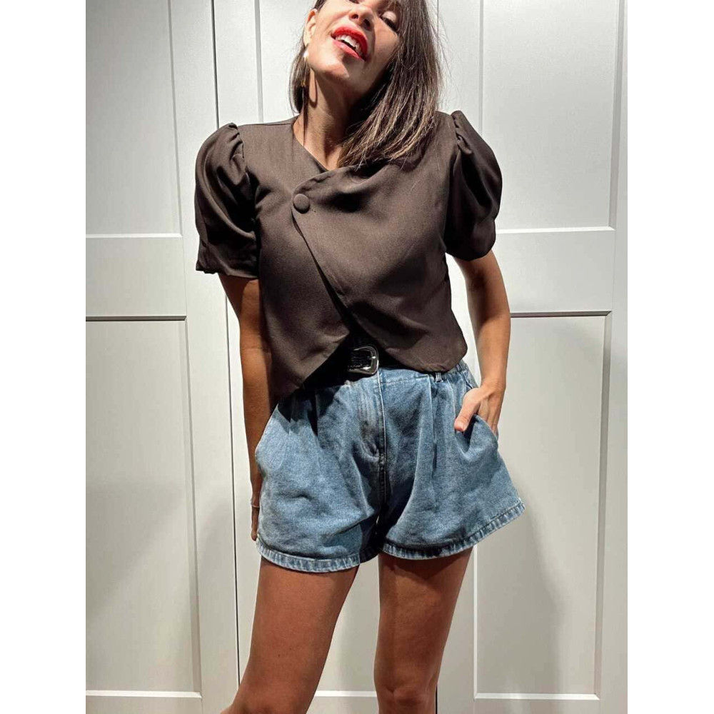 Chaqueta Cropped Cruzada ANELIA Marrón HEVE