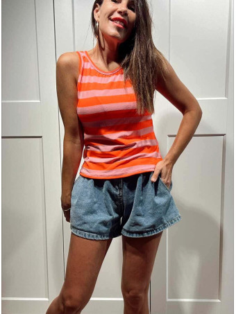 Camiseta Rayas sin Mangas BREZZA Naranja HEVE