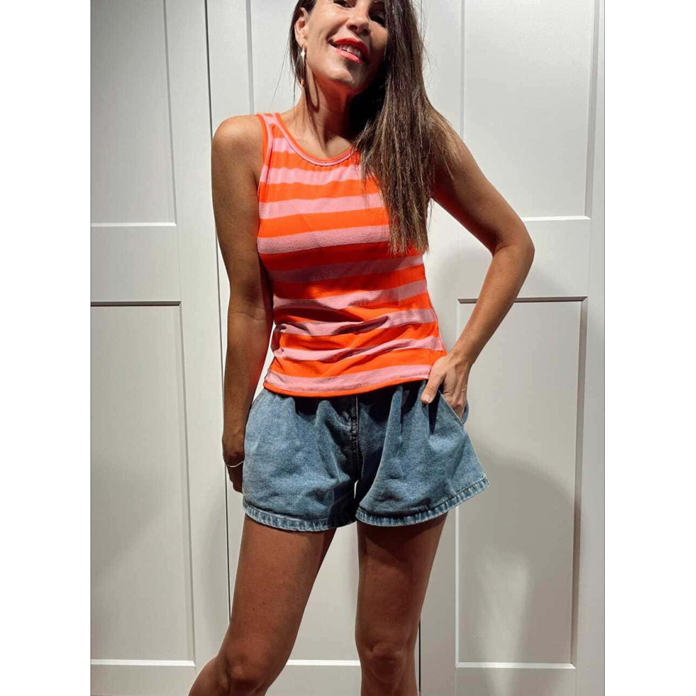 Camiseta Rayas sin Mangas BREZZA Naranja HEVE