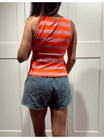 Camiseta Rayas sin Mangas BREZZA Naranja HEVE