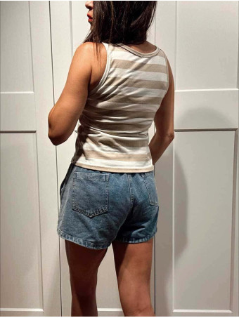 Camiseta Rayas sin Mangas BREZZA Taupe HEVE