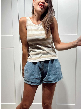 Camiseta Rayas sin Mangas BREZZA Taupe HEVE