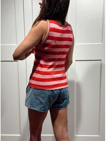 Camiseta Rayas sin Mangas BREZZA Rojo HEVE