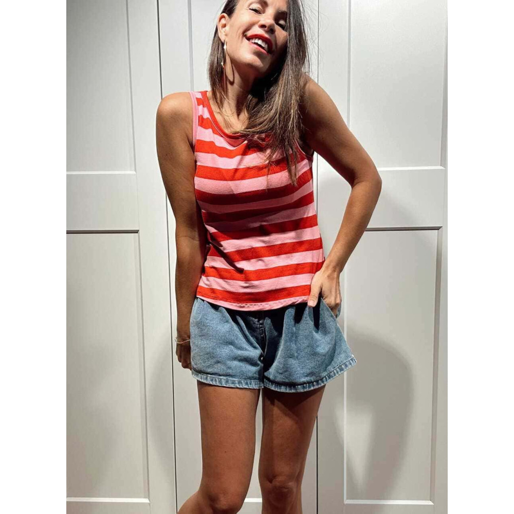 Camiseta Rayas sin Mangas BREZZA Rojo HEVE