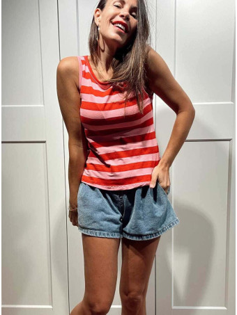 Camiseta Rayas sin Mangas BREZZA Rojo HEVE