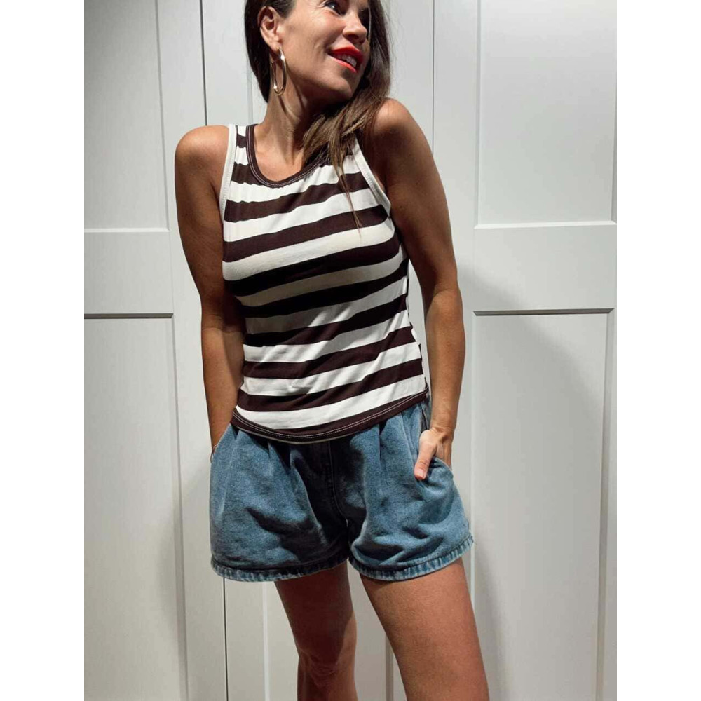 Camiseta Rayas sin Mangas BREZZA Marrón HEVE
