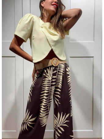Pantalón Hojas con Cinturón HAIKO Marrón/Amarillo HEVE