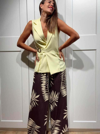 Pantalón Hojas con Cinturón HAIKO Marrón/Amarillo HEVE